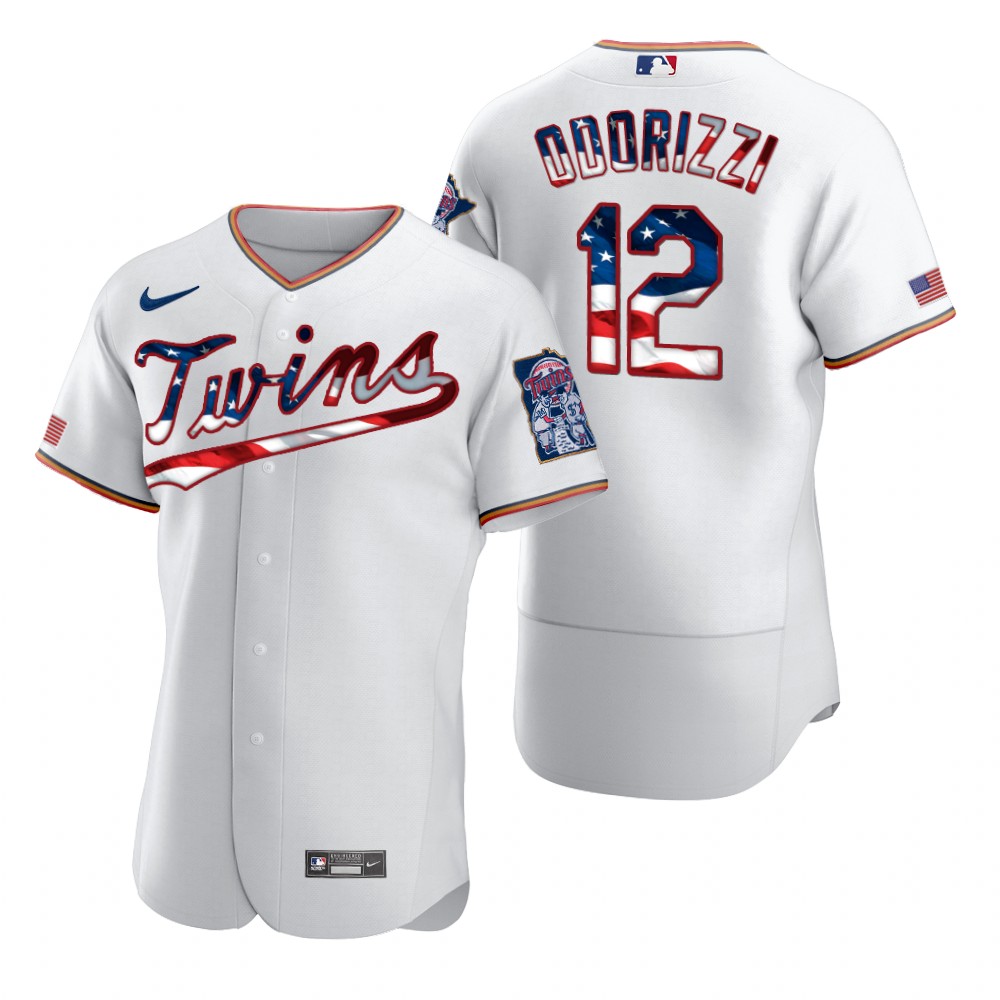 Minnesota Twins #12 Jake Odorizzi Men Nike White Fluttering USA Flag Limited Edition Authentic MLB Jersey